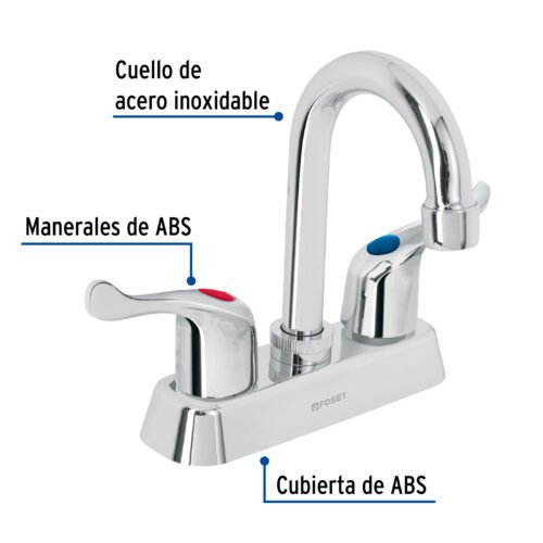 455131 45513 - Mezcladora 4" lavabo, ABS, cuello bar, palanca, BASIC
