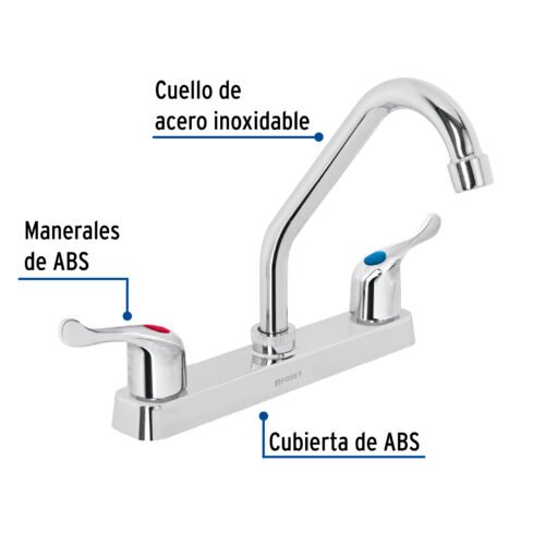 45514 - Mezcladora 8" fregadero, ABS, cuello corto, palanca, BASIC