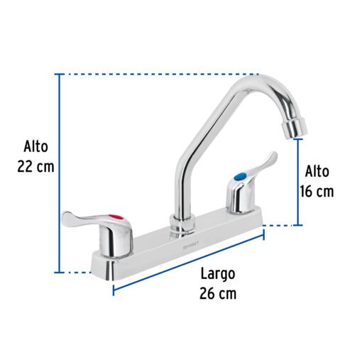 45514 - Mezcladora 8" fregadero, ABS, cuello corto, palanca, BASIC