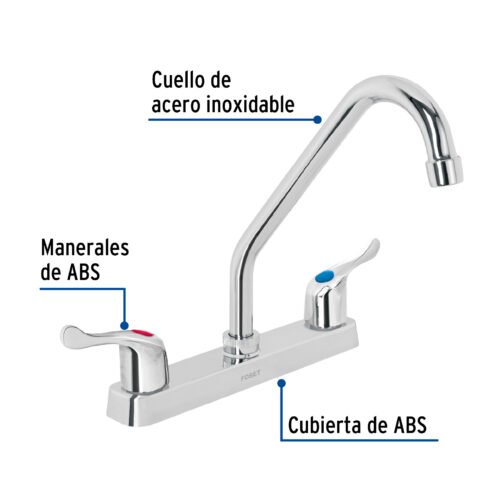 45515 - Mezcladora 8" fregadero, ABS, cuello largo, palanca, BASIC