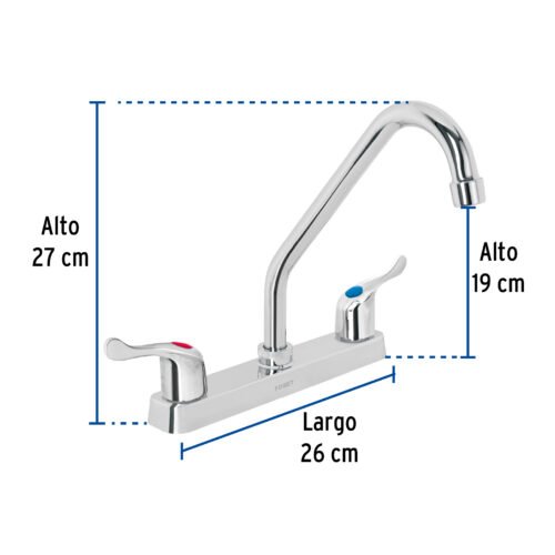 45515 - Mezcladora 8" fregadero, ABS, cuello largo, palanca, BASIC