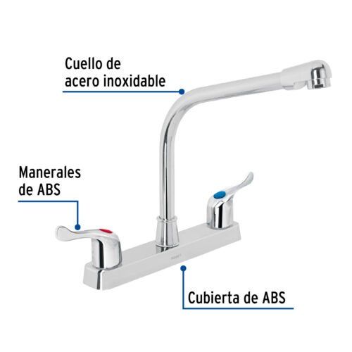 45516 - Mezcladora 8" fregadero, ABS, cuello cobra, palanca, BASIC