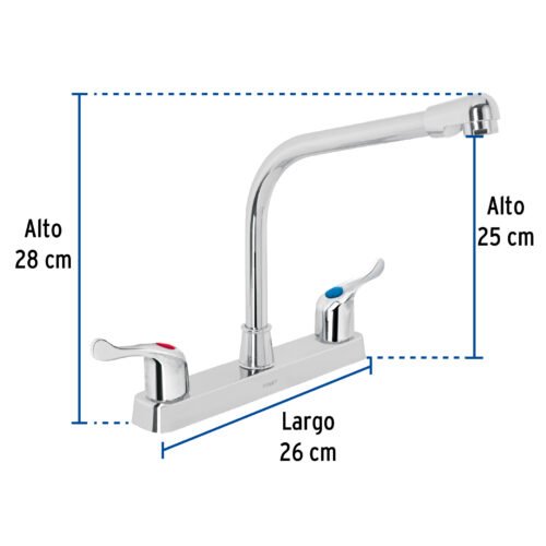 45516 - Mezcladora 8" fregadero, ABS, cuello cobra, palanca, BASIC