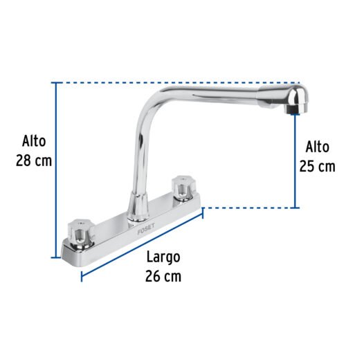 45517 - Mezcladora 8" fregadero, ABS, cuello cobra, hexagonal, BASIC