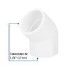 45526 - Codo 45° de PVC de 1-1/4", Foset