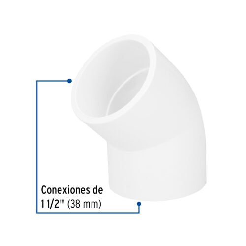 45527 - Codo 45° de PVC de 1-1/2", Foset