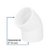 45528 - Codo 45° de PVC de 2", Foset