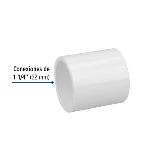 45529 - Cople de PVC cédula 40 de 1-1/4", Foset