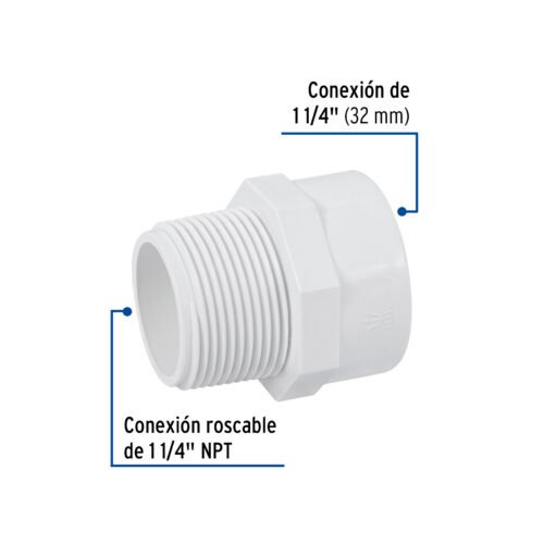 45545 - Adaptador macho de PVC de 1-1/4", Foset