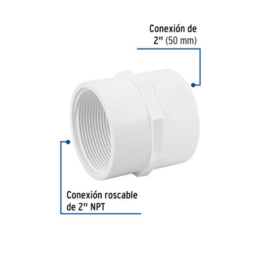 45550 - Adaptador hembra de PVC, 2", Foset