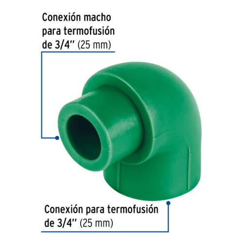 45552 - Codo 90° PPR,  3/4", macho-hembra, Foset