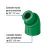 45553 - Codo 45° de PPR, 1/2" (20mm), macho-hembra, FOSET