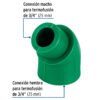 45554 - Codo 45° de PPR, 3/4" (25mm), macho-hembra, FOSET