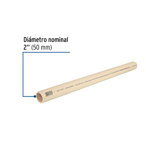 45562 - Tubo de 2" CPVC hidráulico RD 11, 3m, 3.5kg, FOSET