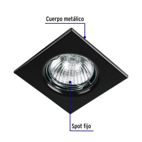 455671 45567 - Luminario cuadrado negro spot fijo, lámpara no incluida
