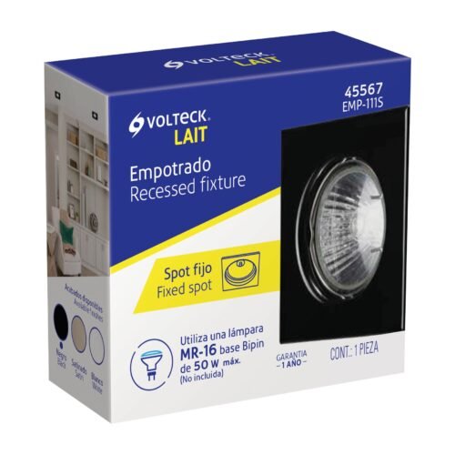 455674 45567 - Luminario cuadrado negro spot fijo, lámpara no incluida