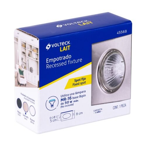 455684 45568 - Luminario cuadrado satín spot fijo, lámpara no incluida