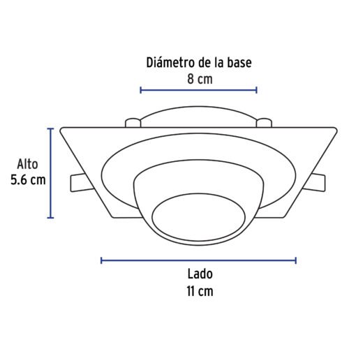 45569 - Luminario cuadrado blanco spot esférico, lámpara no incluida