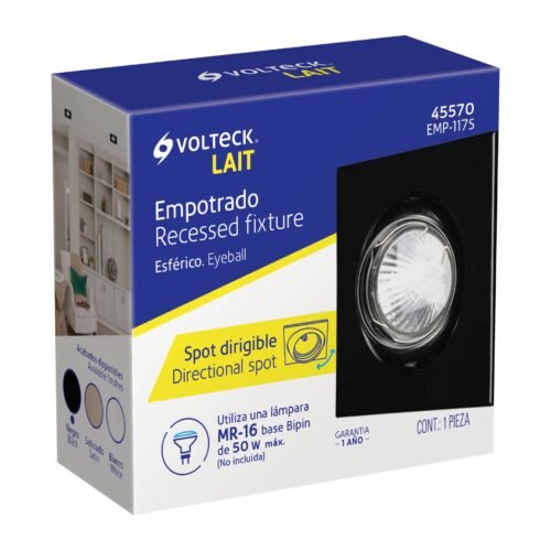 455704 45570 - Luminario cuadrado negro spot esférico, lámpara no incluida