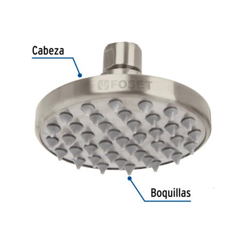 455811 45581 - Regadera satín 4" plato redondo, sin brazo, Foset Element