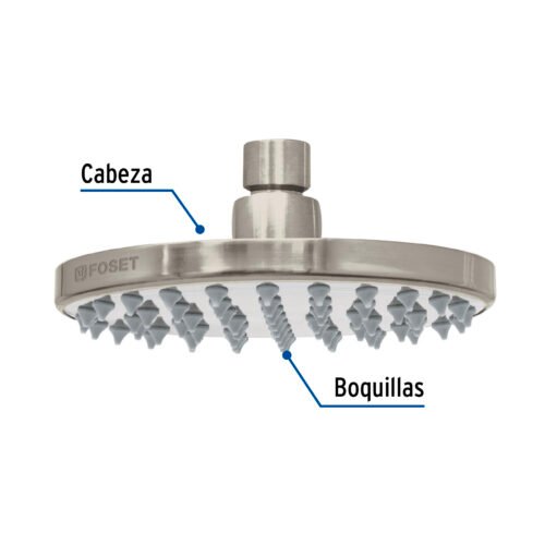 45582 - Regadera satín 6" plato redondo, sin brazo, Foset Element