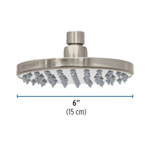 45582 - Regadera satín 6" plato redondo, sin brazo, Foset Element