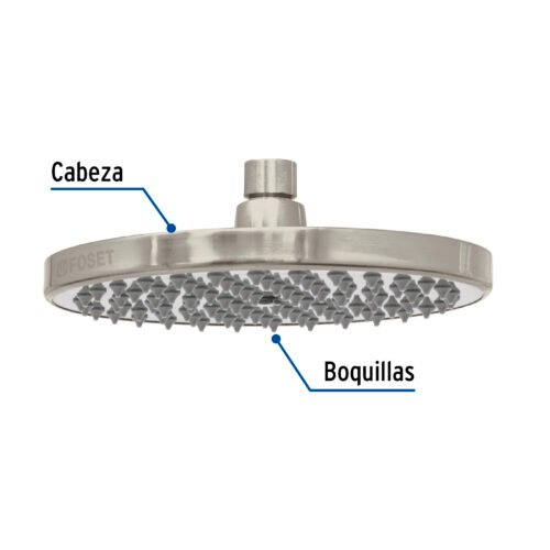 45583 - Regadera satín 8" plato redondo, sin brazo, Foset Element