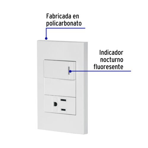 45590 - Placa armada 1 interruptor,1 contacto,1mod, Española, blanco
