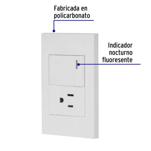 455911 45591 - Placa armada 1 interruptor,1contacto,1.5mod,Española, blanco