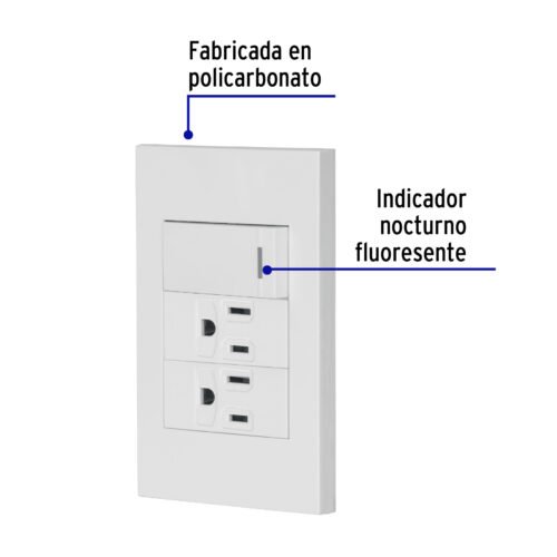 45594 - Placa armada 1 interruptor, 2 contactos,1mod,Española,blanco