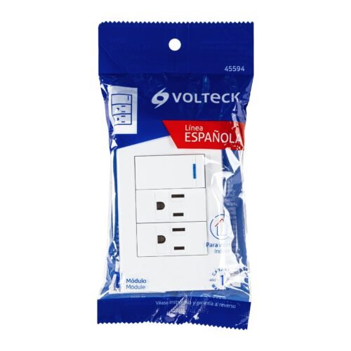 45594 - Placa armada 1 interruptor, 2 contactos,1mod,Española,blanco