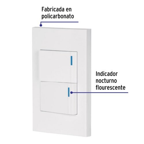 45595 - Placa armada 2 interruptores, 1.5 módulos, Española, blanco