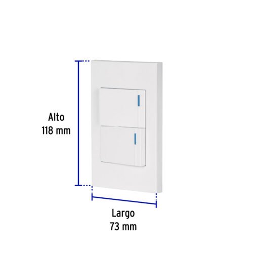 45595 - Placa armada 2 interruptores, 1.5 módulos, Española, blanco
