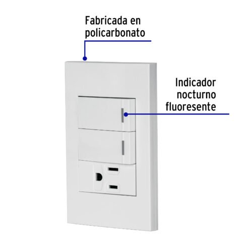 45597 - Placa armada 2 interruptores,1 contacto,1mod,Española,blanco
