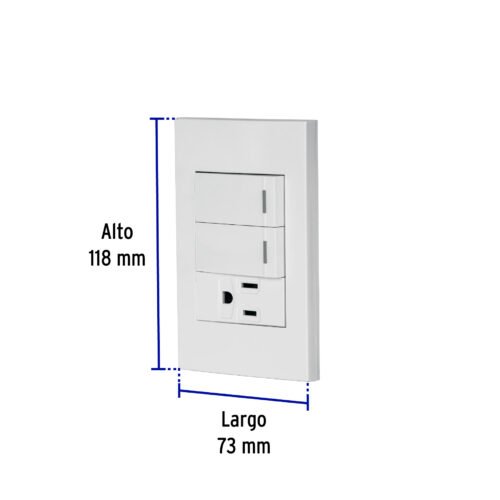 45597 - Placa armada 2 interruptores,1 contacto,1mod,Española,blanco