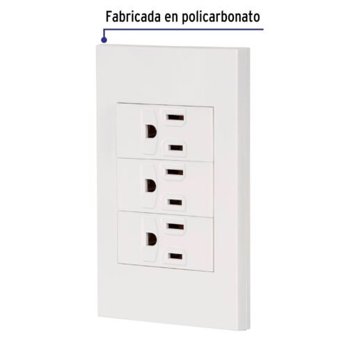 45598 - Placa armada 3 contactos, 1 módulo, Española, blanco