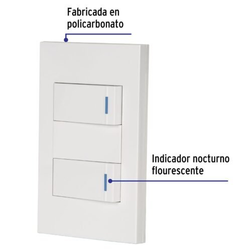 456021 45602 - Placa armada 2 interruptores 1de 3vías,1 mod,Española,blanco