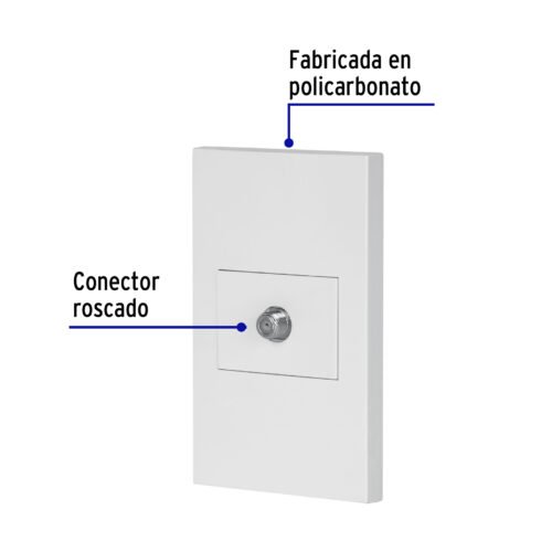456051 45605 - Placa armada 1 toma de TV, 1.5 módulos, Española, blanco