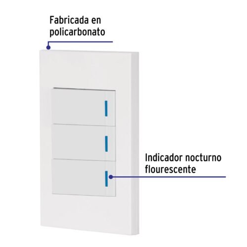 45606 - Placa armada 3 interruptores 1de 3vías,1 mod,Española,blanco