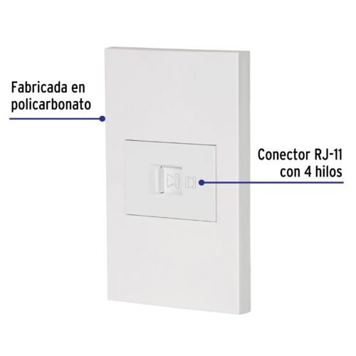456071 45607 - Placa armada 1 toma para teléfono, 1.5 mod, Española, blanco