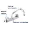 456081 45608 - Mezcladora 8" fregadero cromo, cuello corto,compresión,BASIC