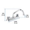 456082 45608 - Mezcladora 8" fregadero cromo, cuello corto,compresión,BASIC
