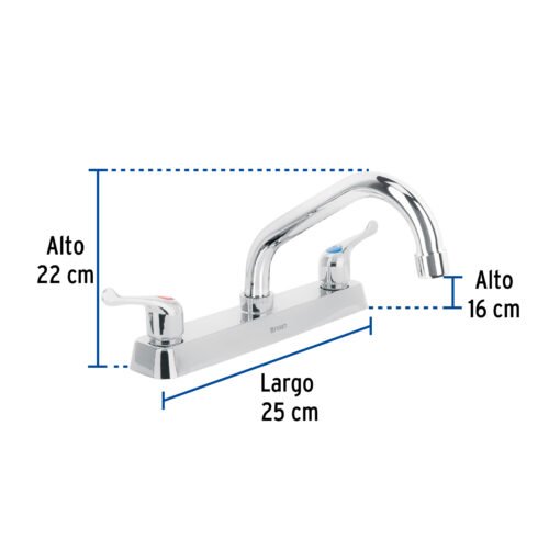 456092 45609 - Mezcladora 8" fregadero cromo, cuello corto, palanca, BASIC