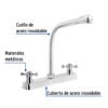 45613 - Mezcladora 8" fregadero cromo, cuello cobra, cruceta, BASIC