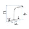45613 - Mezcladora 8" fregadero cromo, cuello cobra, cruceta, BASIC