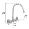 45616 - Mezcladora 8" fregadero cromo, cuello curvo,compresión,BASIC