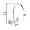 45617 - Mezcladora 8" fregadero cromo, cuello curvo, acrílico, BASIC