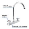 45620 - Mezcladora 8" fregadero cromo, cuello curvo, cruceta, BASIC