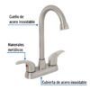 45622 - Mezcladora lavabo 4" satín, tipo bar, palanca, AQUA