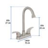 45622 - Mezcladora lavabo 4" satín, tipo bar, palanca, AQUA